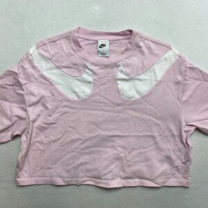 Nike Crop Top Women's M Pink Nike Big Logo Oversized Activewear